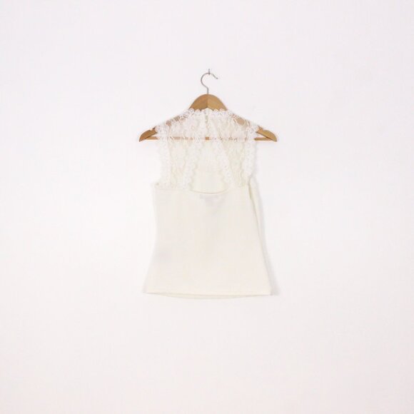 *Suzy Shier White Lace Camisole Back Button Closure Blouse - Picture 5 of 10